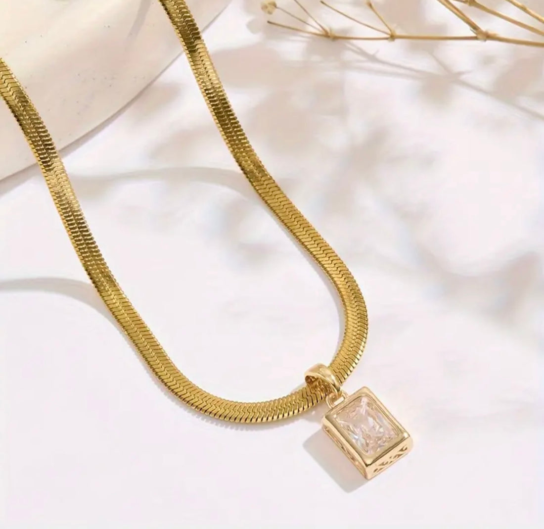 Zircon Edge Rectangular Pendant