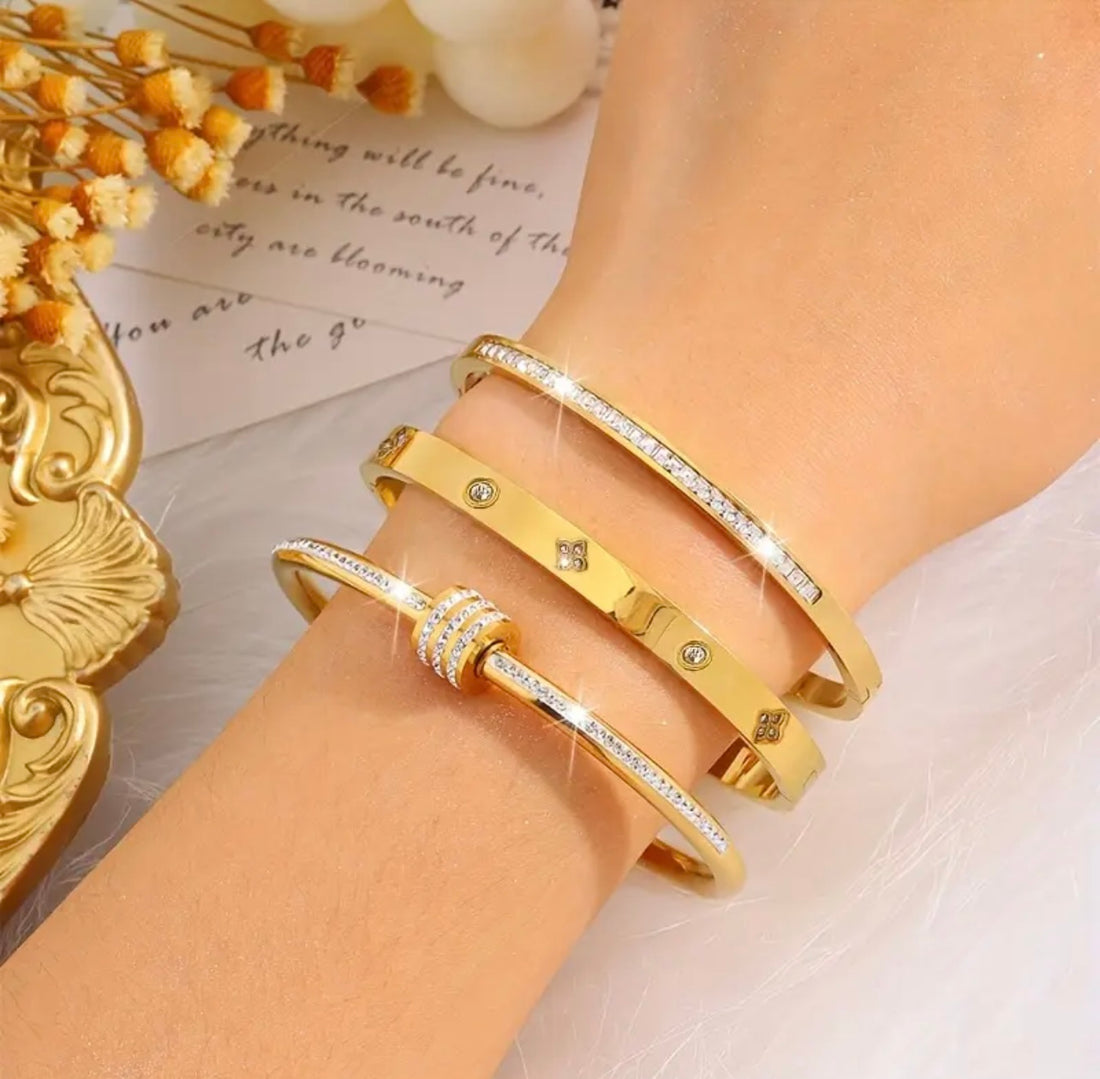 Radiant Gold Crystal Bangles